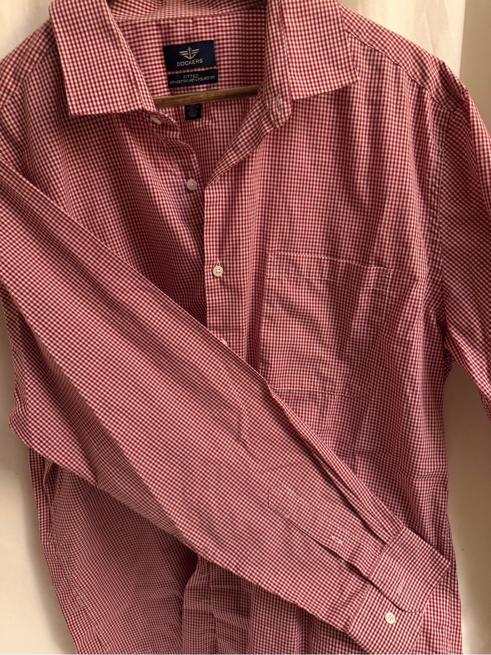 4th of July summer weight Dockers shirt Size XL perfect patriotic red check